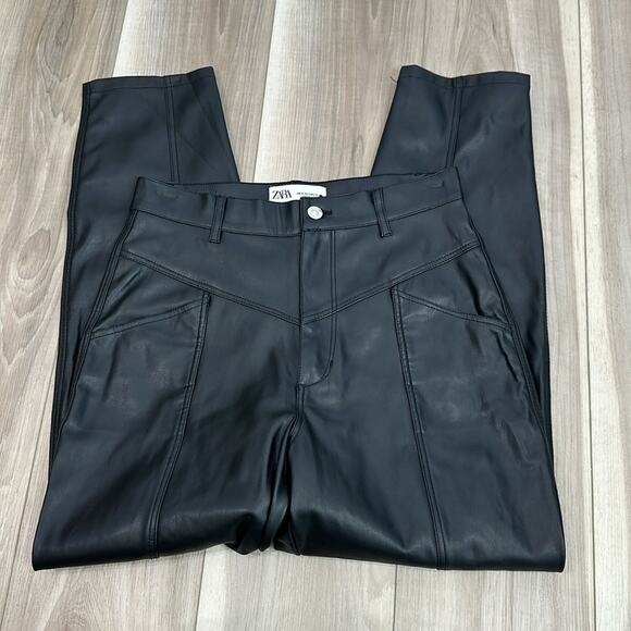 Zara faux leather high waisted corsy pants size 4 - Picture 6 of 11